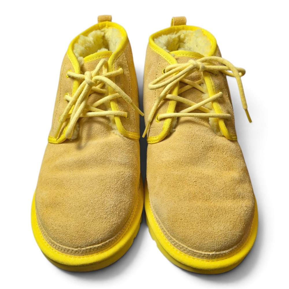 UGG Neumel Mens 12 Yellow Suede Chukka Ankle Boots Wool Lined 1094269